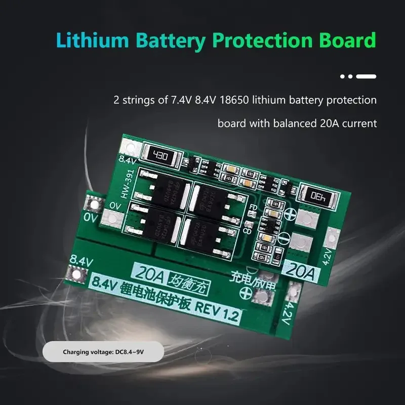 1-30PCS HW-391 2S 20A 7.4V 8.4V 18650 BMS Module 18650 Lithium Battery Charger Protection Board Standard/Balance Module for DIY - Image 2