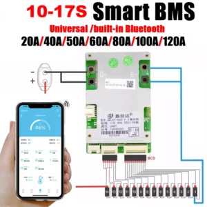 BMS JBD Lifepo4 JBD Automatic Identify 10S 12S 13S 14S 15S 16S 17S Smart BMS 20A 40A 50A 60A 80A 100A 120A BMS Lifepo4 Build-in BT With NTC UART