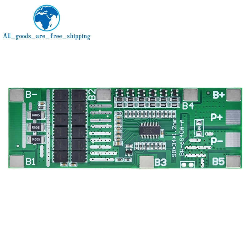 TZT 1/5PCS 24V 6S 40A BMS 18650 Li-Ion Lithium Battery Poretect Board Solar Lighting BMS PCB With Balance For Ebike Scooter - Image 5
