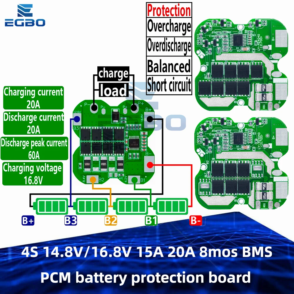 1~10PCS 4S 14.8V/16.8V 15A 20A 8mos BMS PCM Battery Protection Board BMS PCM for Lithium 21700 Ternary Lithium Battery Board