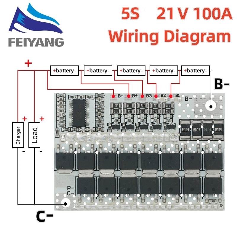 5S 4S 3S BMS 100A 21V 18V 16.8V 12V 18650 Li-ion LMO Ternary Lithium Battery Protection Circuit Board Balance Charging - Image 3