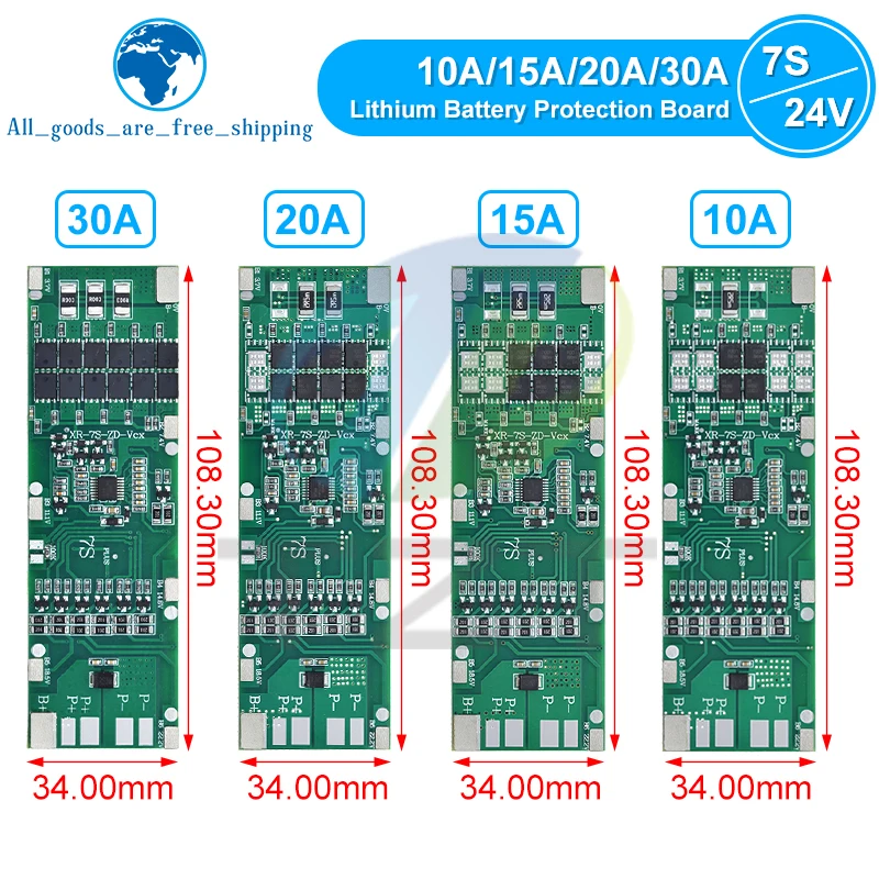1/3PCS BMS 7S 24V 10A 15A 20A 30A Li-ion 18650 Battery Charge Board With Balance Function Short Circuit / Temperature Protection - Image 3