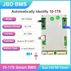 BMS High Quality JBD Smart BMS Circuit Board Built-in BT BMS 10S 12S 13S 14S 16S 17S 20A 40A 50A 60A 80A For Lithium Ion Battery