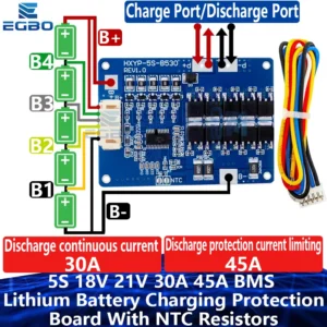 1~5PCS 5S 18V 21V 30A 45A BMS Lithium Battery Charging Protection Board NTC ,Balancing Function, and Temperature Protection