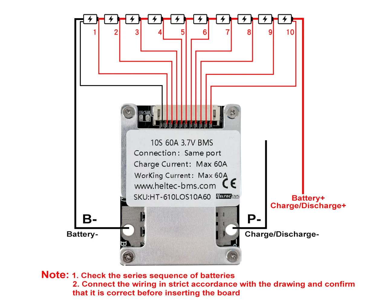 Heltec 6s 7s 24v balanced 18650 bms 10s 36v 30a 60a 21700 battery protection board for Electric wheelchair/sweeping robot/ebike - Image 6