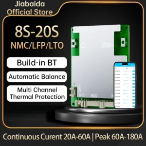 JiaBaiDa 8s-20s 8S 24V 9S 10S 11S 12S 13S 14S 36V 15S 16S 48V 17S 18S 19S 20S 60V 40A 50A 60A LFP NMC Smart BMS Bluetooth